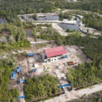 Aerial view of BOS Nyaru Menteng orangutan care facilities under development in Central Kalimantan